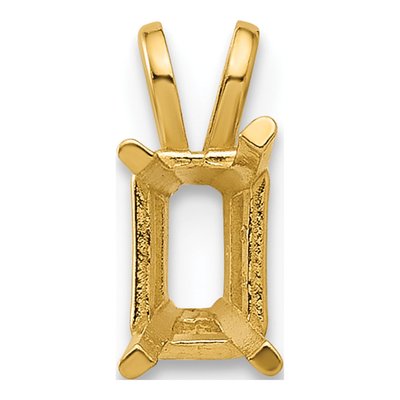 14K Yellow Gold Emerald-Cut Pendant Mounting