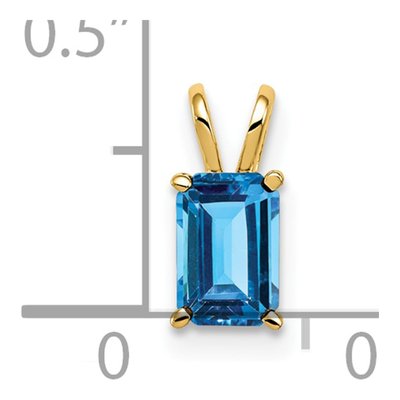 14K Yellow Gold Swiss Blue Topaz Emerald-Cut Pendant – view 2