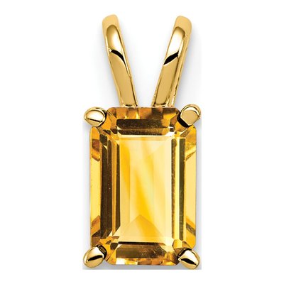 14K Yellow Gold Citrine Emerald-Cut Pendant
