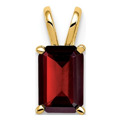 14K Yellow Gold Garnet Emerald-Cut Pendant