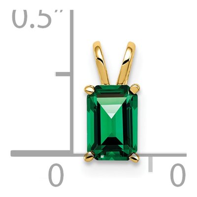 14K Yellow Gold Lab-Created Helenite Emerald-Cut Mount St Helens Pendant – view 2