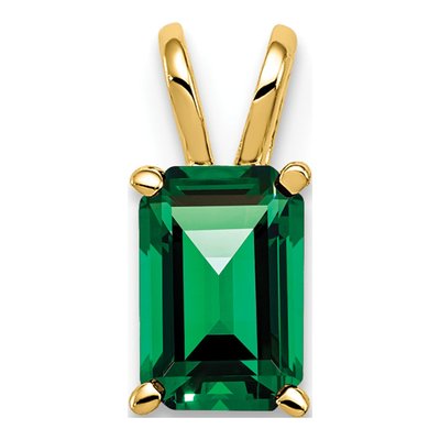 14K Yellow Gold Lab-Created Helenite Emerald-Cut Mount St Helens Pendant