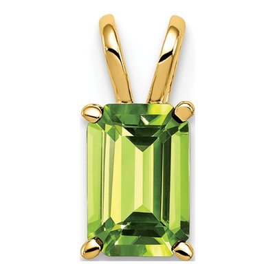 14K Yellow Gold Peridot Emerald-Cut Pendant