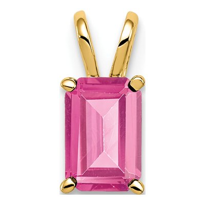 14K Yellow Gold Pink Tourmaline Pendant