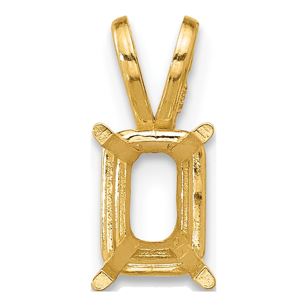 14K Yellow Gold Emerald-Cut Pendant Mounting