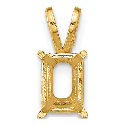 14K Yellow Gold Emerald-Cut Pendant Mounting