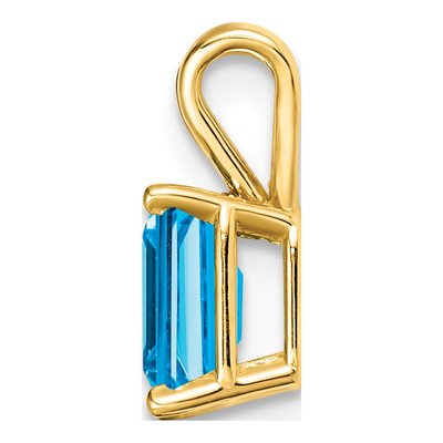 14K Yellow Gold Swiss Blue Topaz Emerald-Cut Pendant – view 2