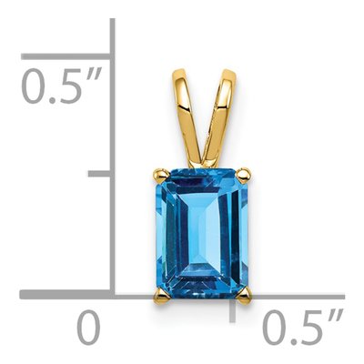 14K Yellow Gold Swiss Blue Topaz Emerald-Cut Pendant – view 3