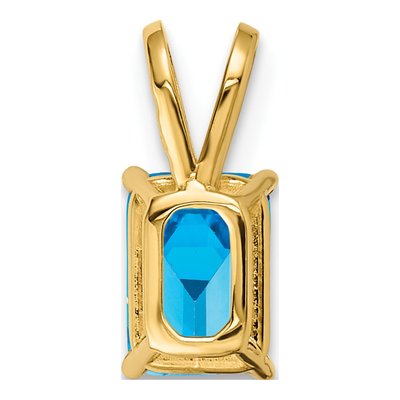 14K Yellow Gold Swiss Blue Topaz Emerald-Cut Pendant – view 4