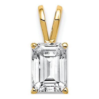 14K Yellow Gold CZ Emerald-Cut Pendant