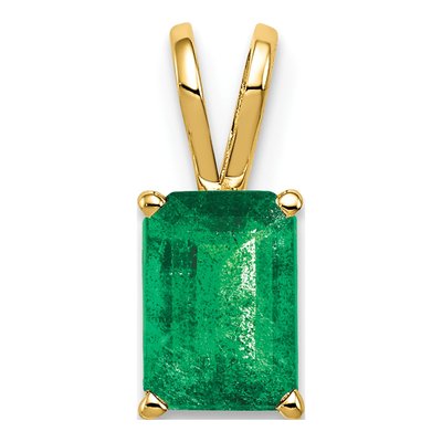 14K Yellow Gold Emerald Natural Pendant