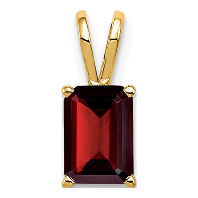 14K Yellow Gold Garnet Emerald-Cut Pendant