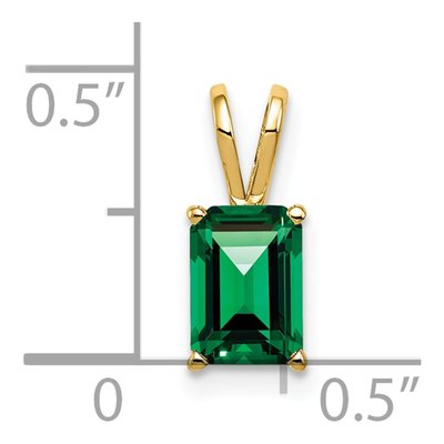 14K Yellow Gold Lab-Created Helenite Emerald-Cut Pendant – view 2