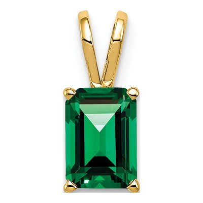 14K Yellow Gold Lab-Created Helenite Emerald-Cut Pendant