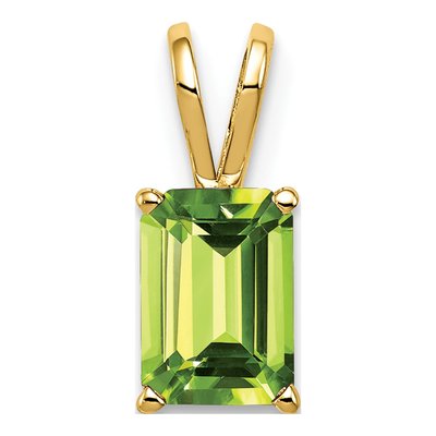 14K Yellow Gold Peridot Emerald-Cut Pendant