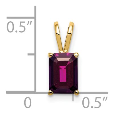 14K Yellow Gold Rhodolite Garnet Emerald-Cut Pendant – view 2