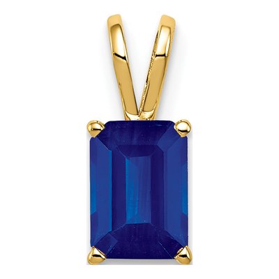 14K Yellow Gold Sapphire Emerald-Cut Pendant