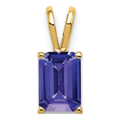 14K Yellow Gold Tanzanite Emerald-Cut Pendant