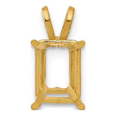 14K Yellow Gold Emerald-Cut Pendant Mounting