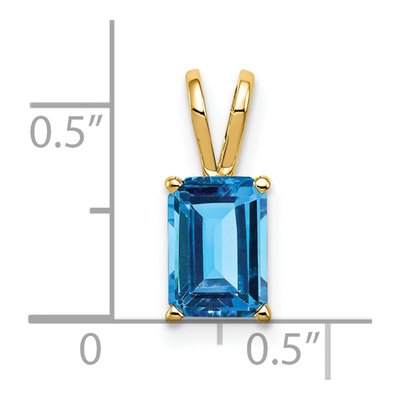 14K Yellow Gold Swiss Blue Topaz Emerald-Cut Pendant – view 2