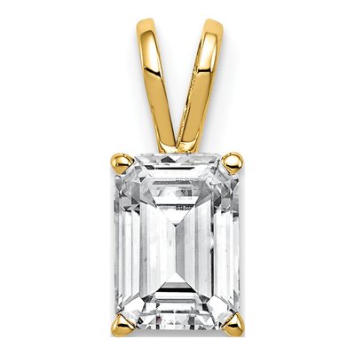 14K Yellow Gold CZ Emerald-Cut Pendant
