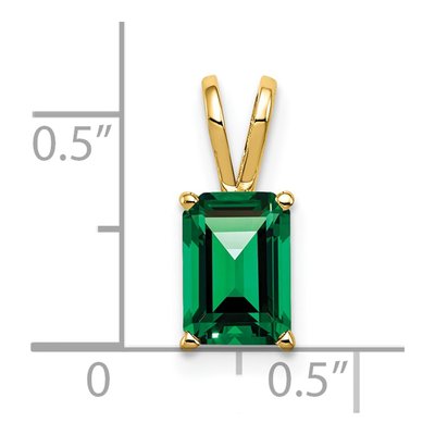 14K Yellow Gold Lab-Created Helenite Emerald-Cut Pendant – view 2
