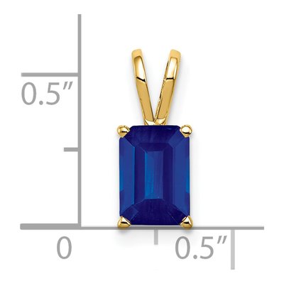 14K Yellow Gold Sapphire Emerald-Cut Pendant – view 2