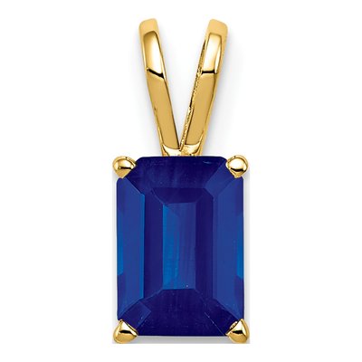 14K Yellow Gold Sapphire Emerald-Cut Pendant