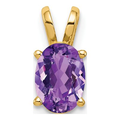 14K Yellow Gold Amethyst Oval Pendant