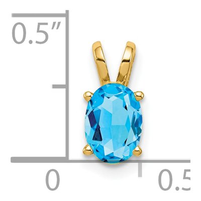 14K Yellow Gold Swiss Blue Topaz Oval Pendant – view 3