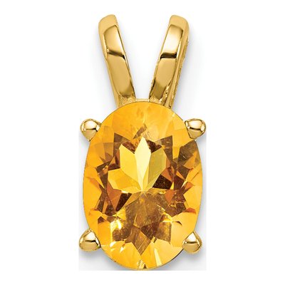 14K Yellow Gold Citrine Oval Pendant
