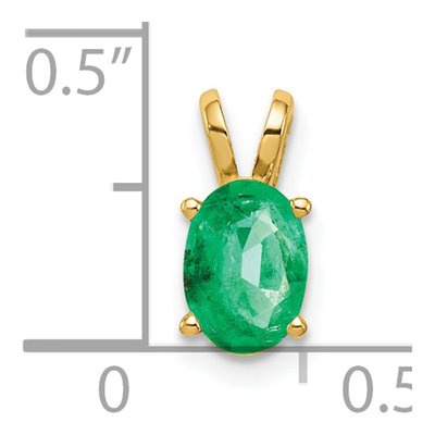 14K Yellow Gold Emerald Oval Pendant – view 2