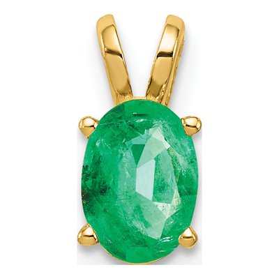 14K Yellow Gold Emerald Oval Pendant