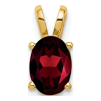 14K Yellow Gold Garnet Oval Pendant