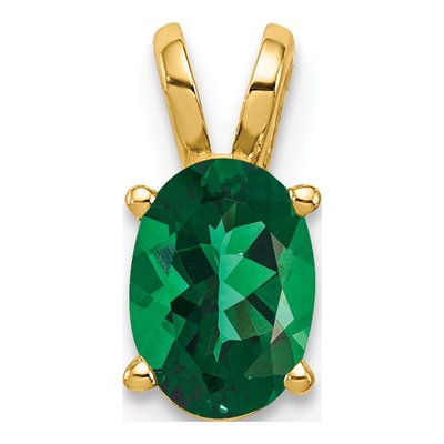 14K Yellow Gold Lab-Created Helenite Mount St Helens Pendant