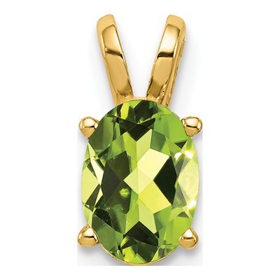14K Yellow Gold Peridot Oval Pendant