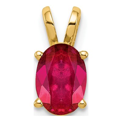 14K Yellow Gold Ruby Oval Pendant