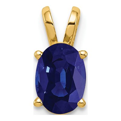 14K Yellow Gold Sapphire Oval Pendant