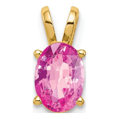 14K Yellow Gold Oval Pink Sapphire Pendant