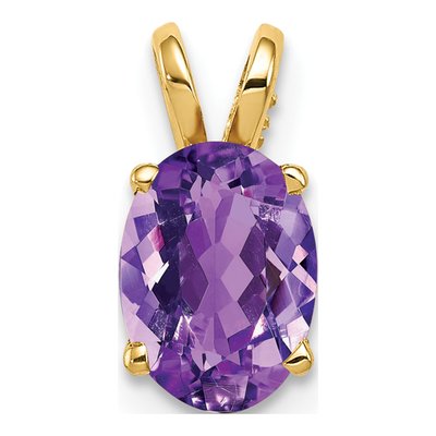 14K Yellow Gold Amethyst Oval Pendant
