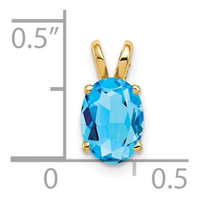 14K Yellow Gold Swiss Blue Topaz Oval Pendant – view 3