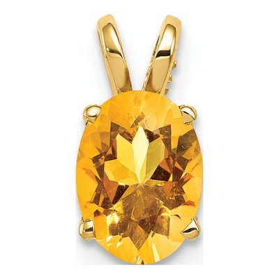 14K Yellow Gold Citrine Oval Pendant
