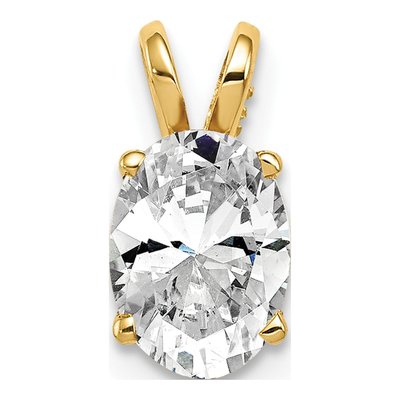 14K Yellow Gold CZ Oval Pendant