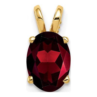 14K Yellow Gold Garnet Oval Pendant