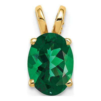 14K Yellow Gold Lab-Created Helenite Mount St Helens Pendant