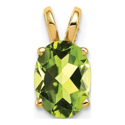 14K Yellow Gold Peridot Oval Pendant