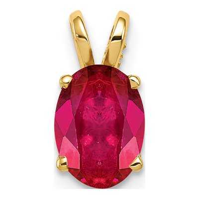 14K Yellow Gold Ruby Oval Pendant