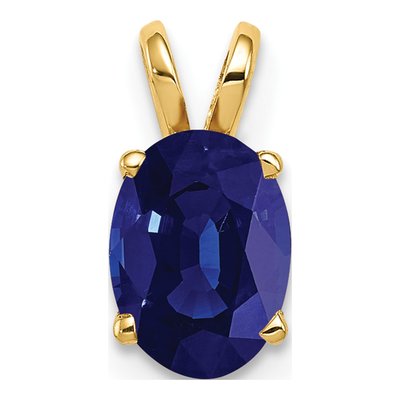 14K Yellow Gold Sapphire Oval Pendant