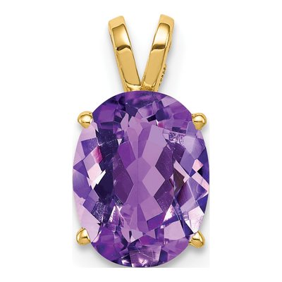14K Yellow Gold Amethyst Oval Pendant