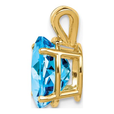 14K Yellow Gold Swiss Blue Topaz Oval Pendant – view 2